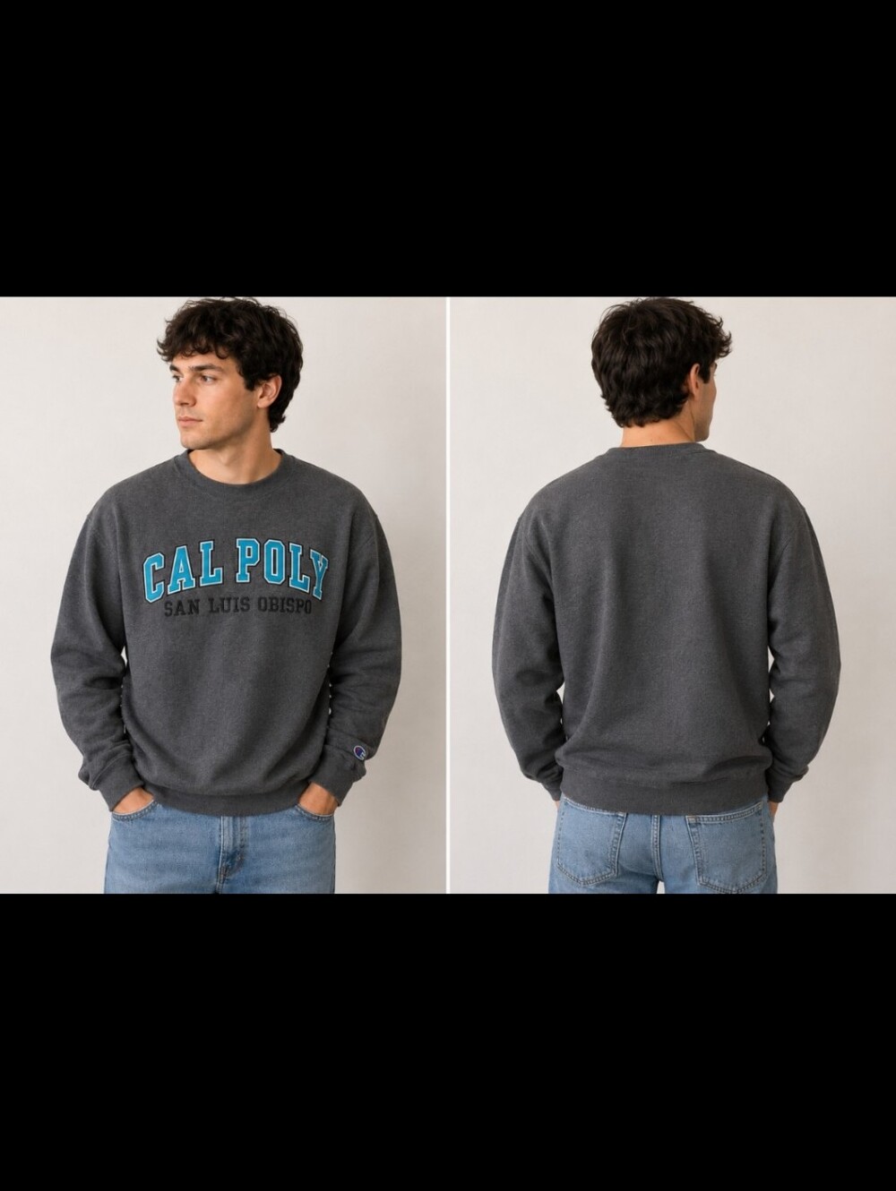 Champion ~ Cal Poly San Luis Obispo Gray Crewneck Sweatshirt Size Small